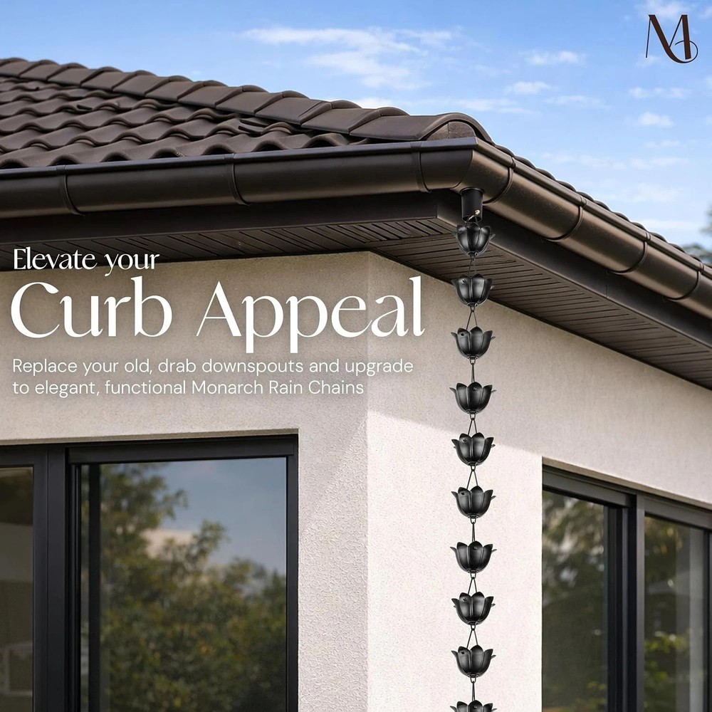 Modern Black Rain Chain - Heavy Duty Construction