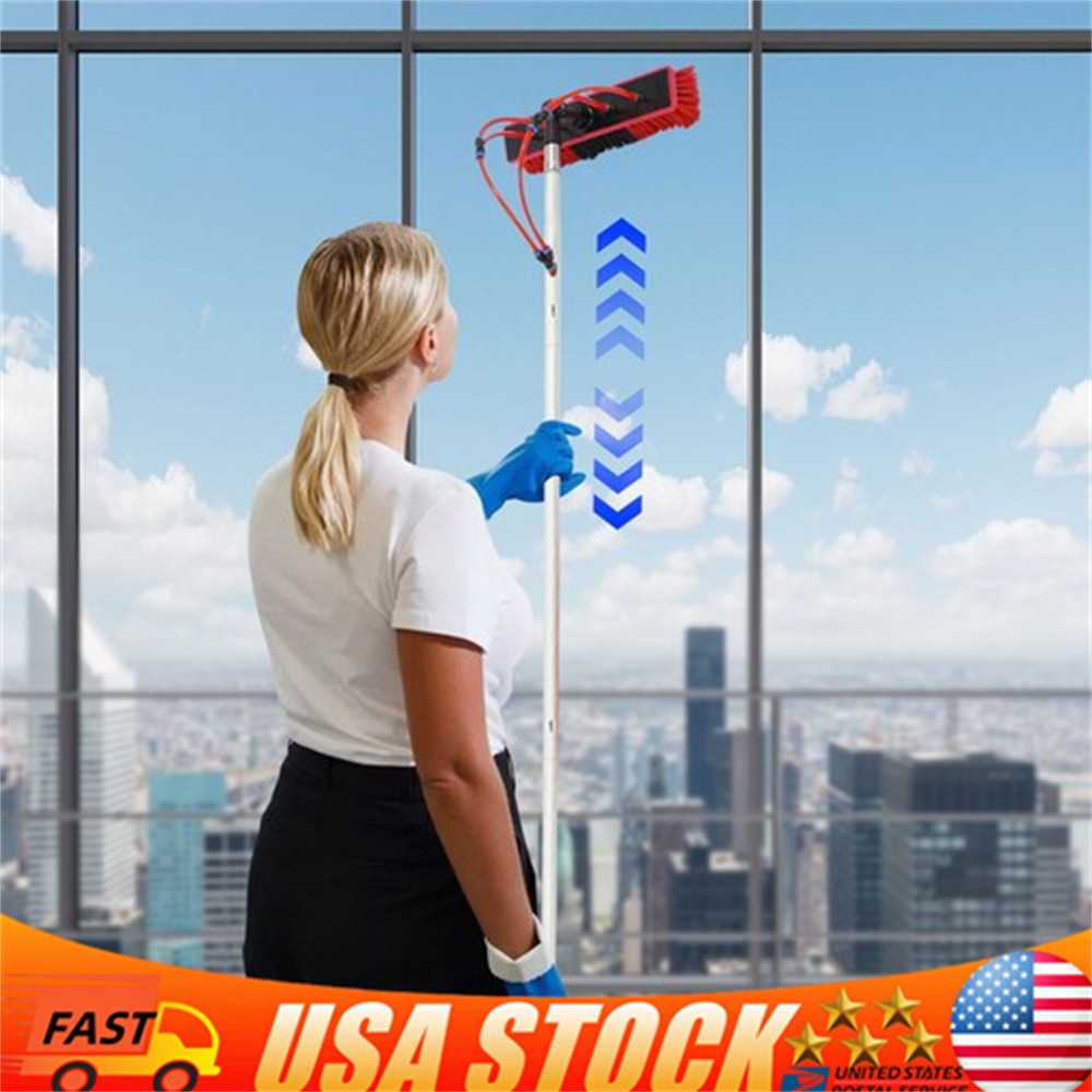 16.4ft Water Fed Pole Kit Window Solar Panel Cleaning Brush Kit 180° Rotatable