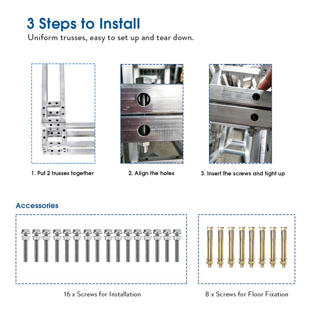 Multiple Square Truss Segment Kit Narrow Dj Lighting Trussing Box Wedding Stage