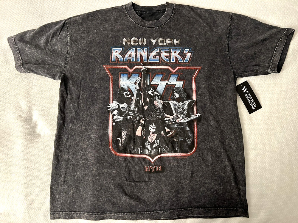 NY RANGERS X KISS SHIRT LRG 2023 FINAL TOUR END OF THE ROAD MSG HOCKEY EXCLUSIVE