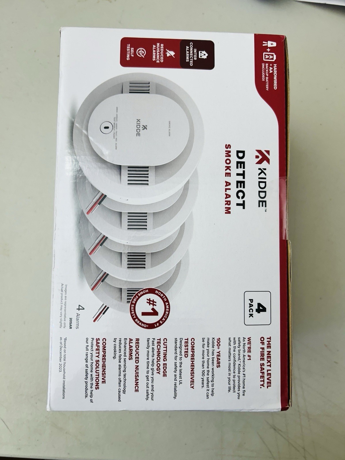 Kidde Hardwired Smoke Detector, AA Battery Backup, Interconnectable , 4 Pack