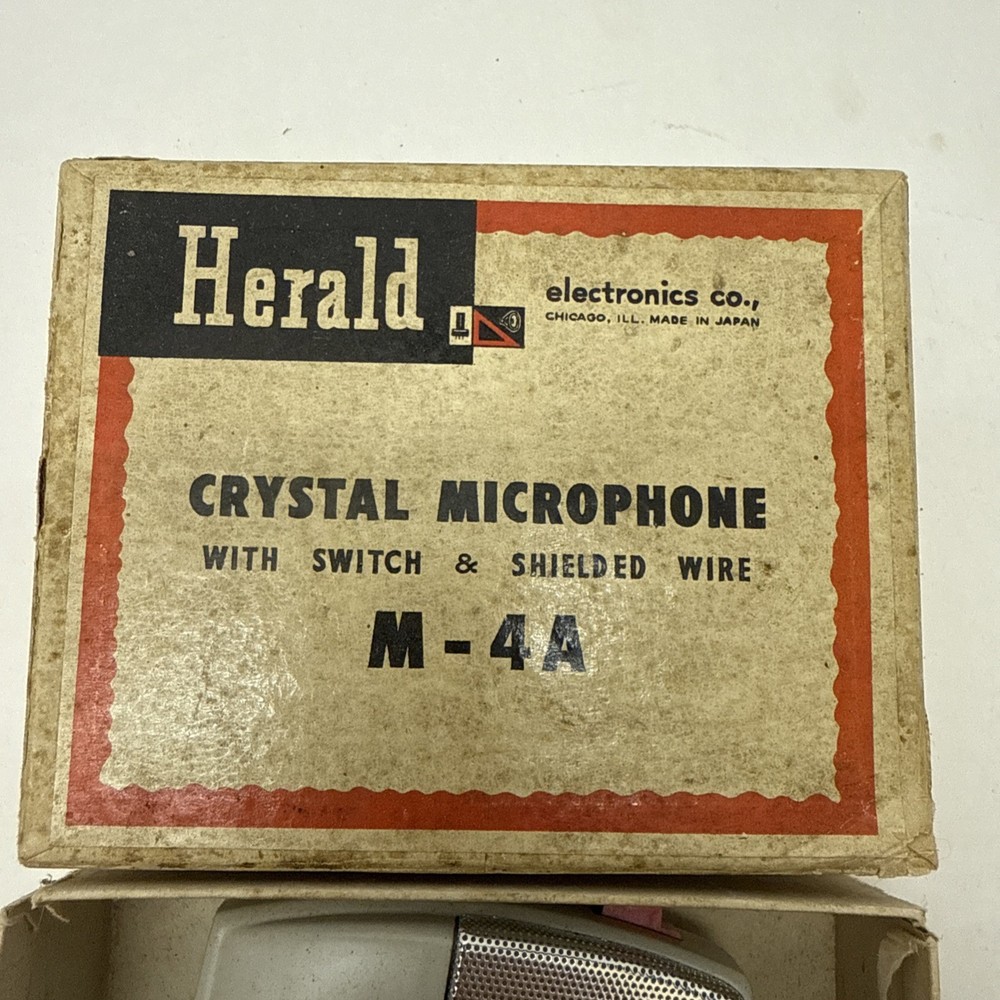 Herald Electronics Co Crystal Microphone M-4A With Box Audio Equiptment Vintage