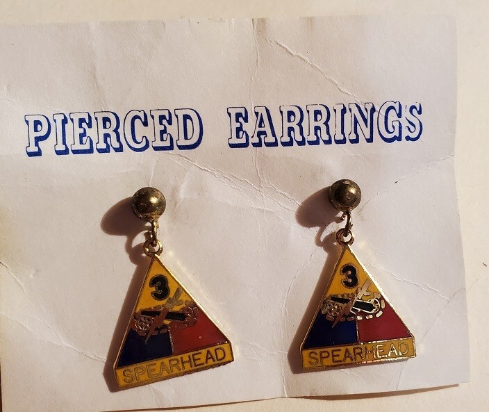 3rd ARMORED DIV. SWEETHEART EAR RINGS