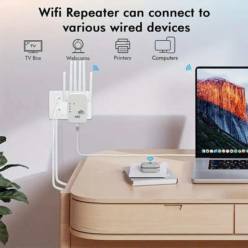 1200Mbps WiFi Extender – Dual Band 2.4G/5G Signal Booster w/ Ethernet