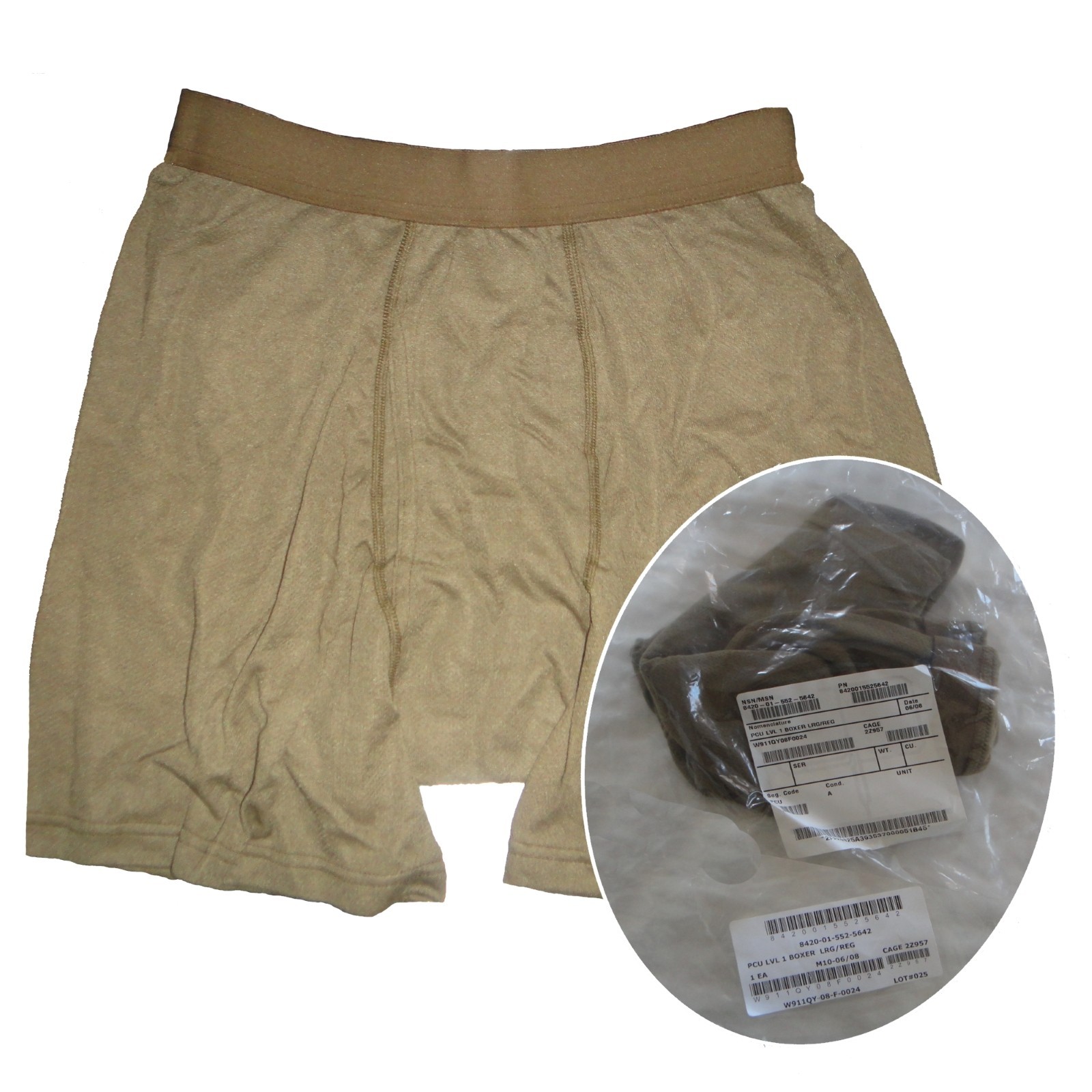 PCU Level 1 Boxer Halys Polartec Silver Fiber Size Large Military NIB W/Tags