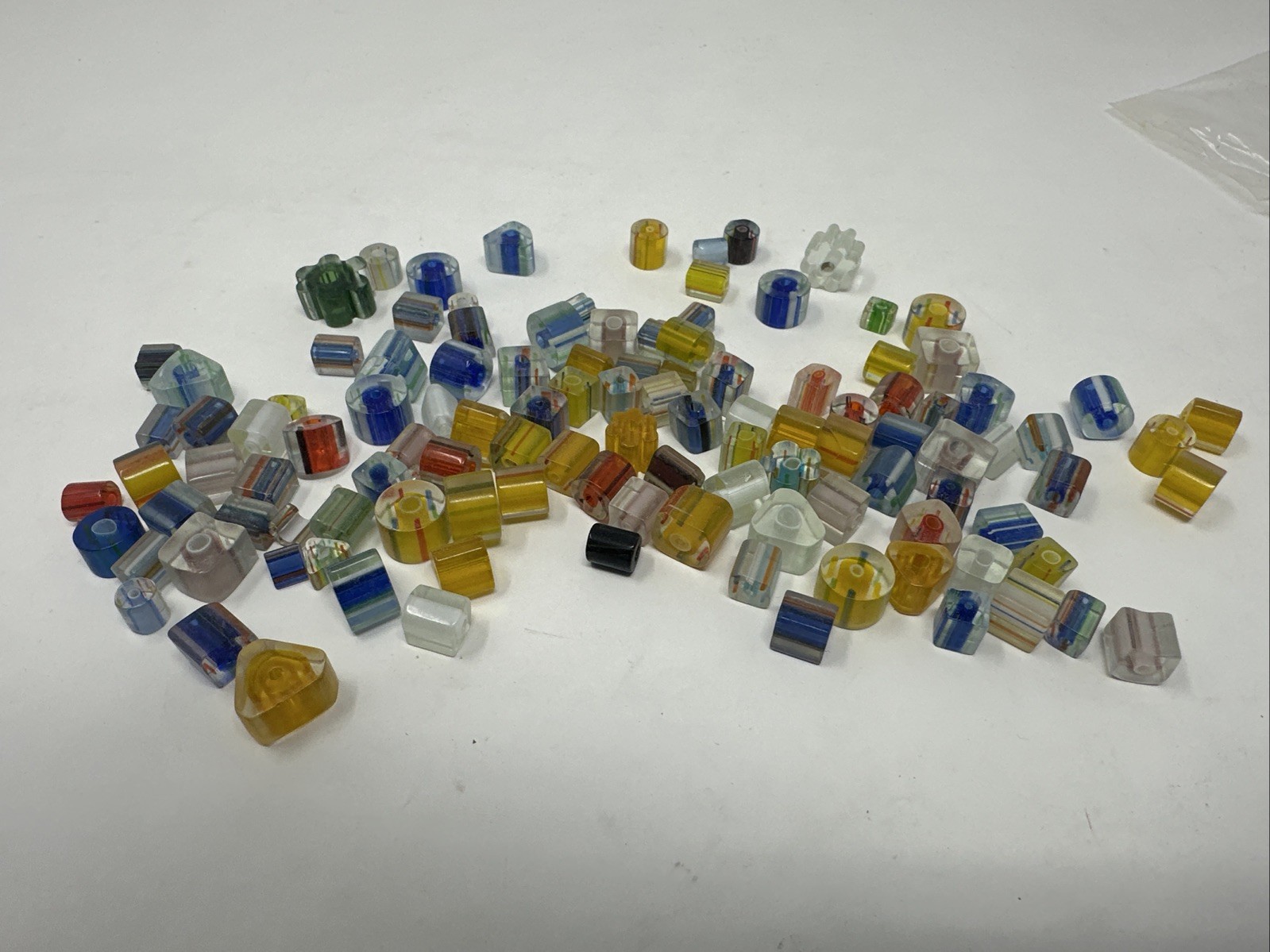 100 grams glass beads - transparent colors and shapes
