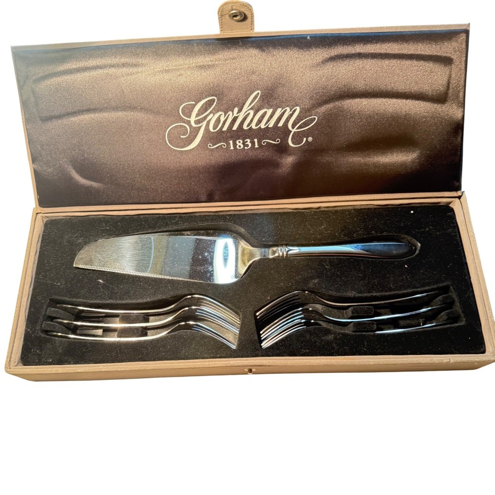 Gorham 1831 Cake Knife Server Dessert Forks Set Silverware with Case
