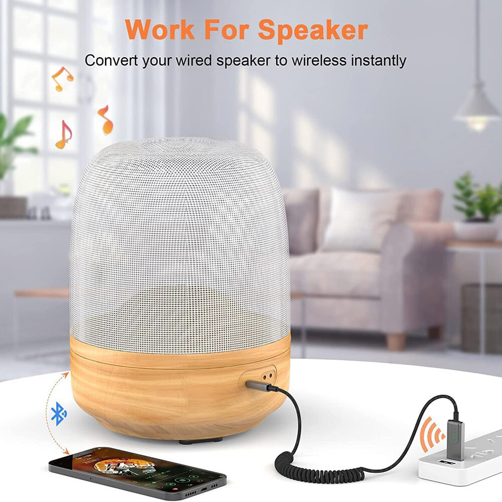 New Aux to Bluetooth 5.1 Adapter 3.5mm Bluetooth Receiver Microphone For Cars