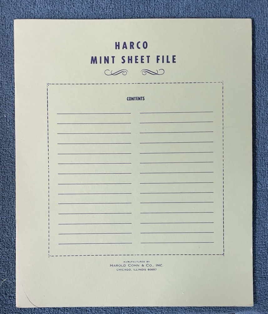 Harco Mint Sheet File. 24 Glassine sleeves. Gently used, no marks, tears,