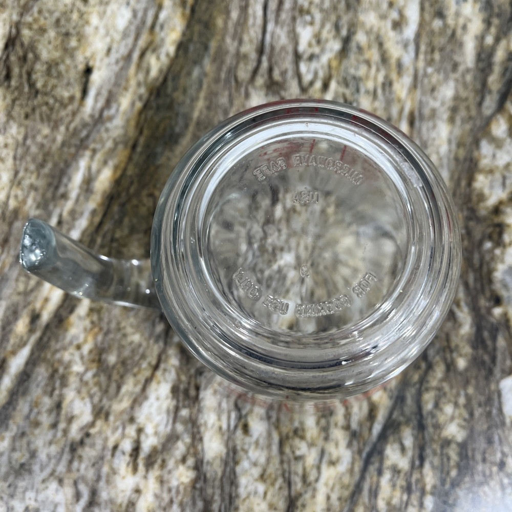 Anchor Hocking 2 Cup Measuring Cup Red Numbers & Letters Hook Handle 🇺🇸