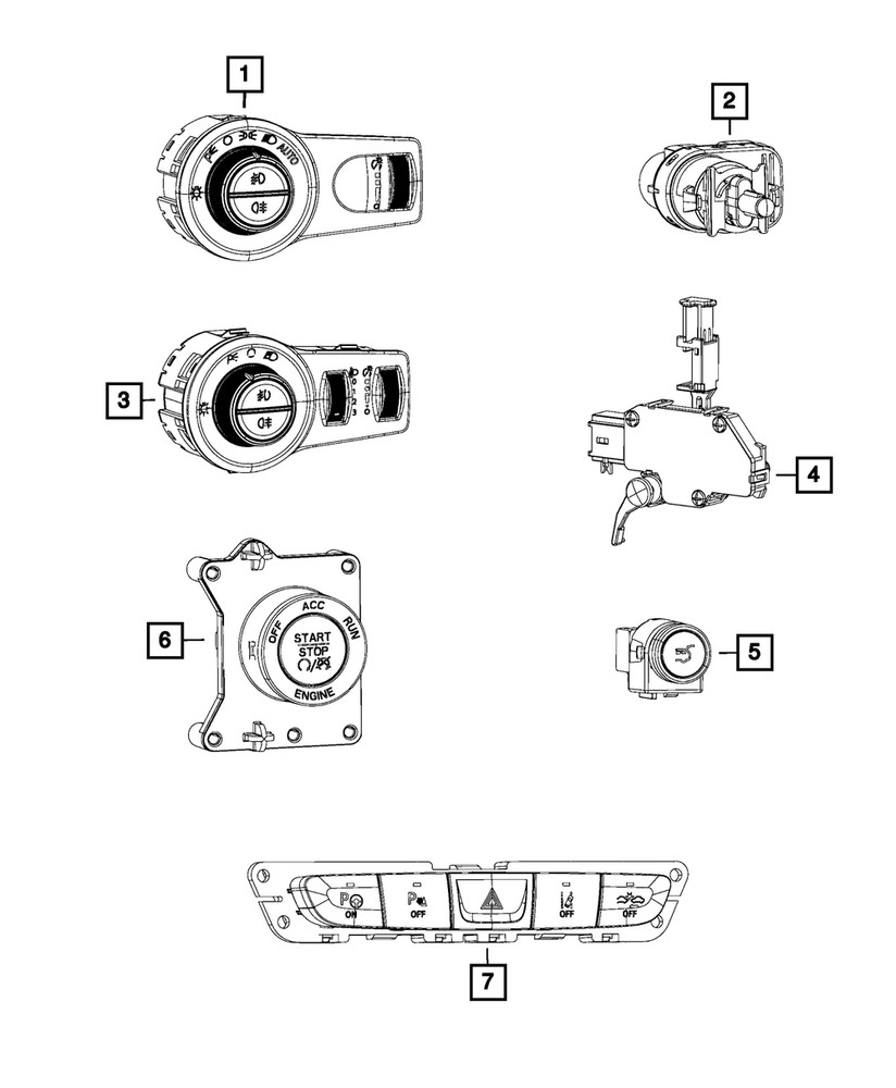 Genuine Mopar Instrument Panel Switch 68158645AB