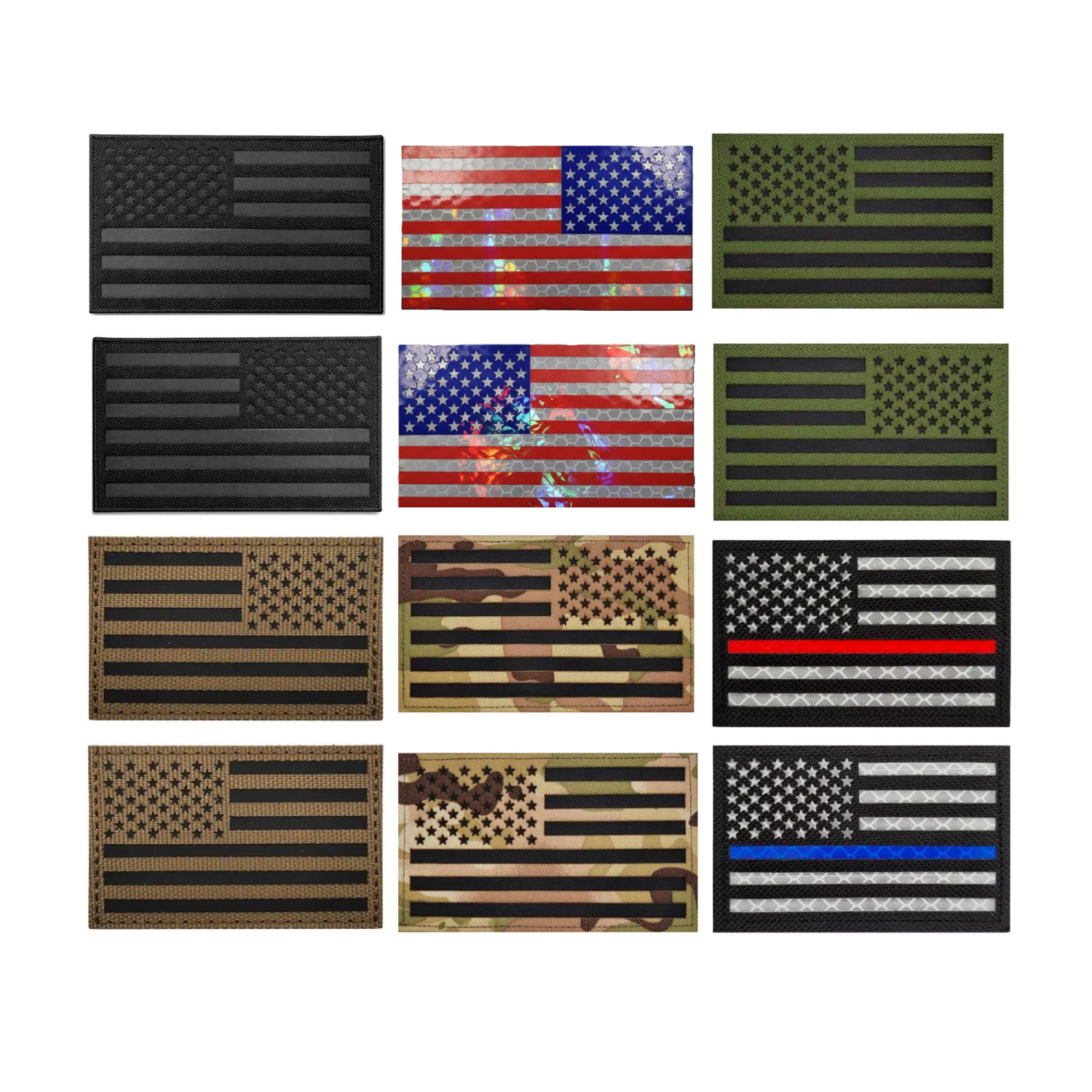 IR Infrared American Flag Patch 3x2" Nylon Reflective Tactical Hook Loop Emblem