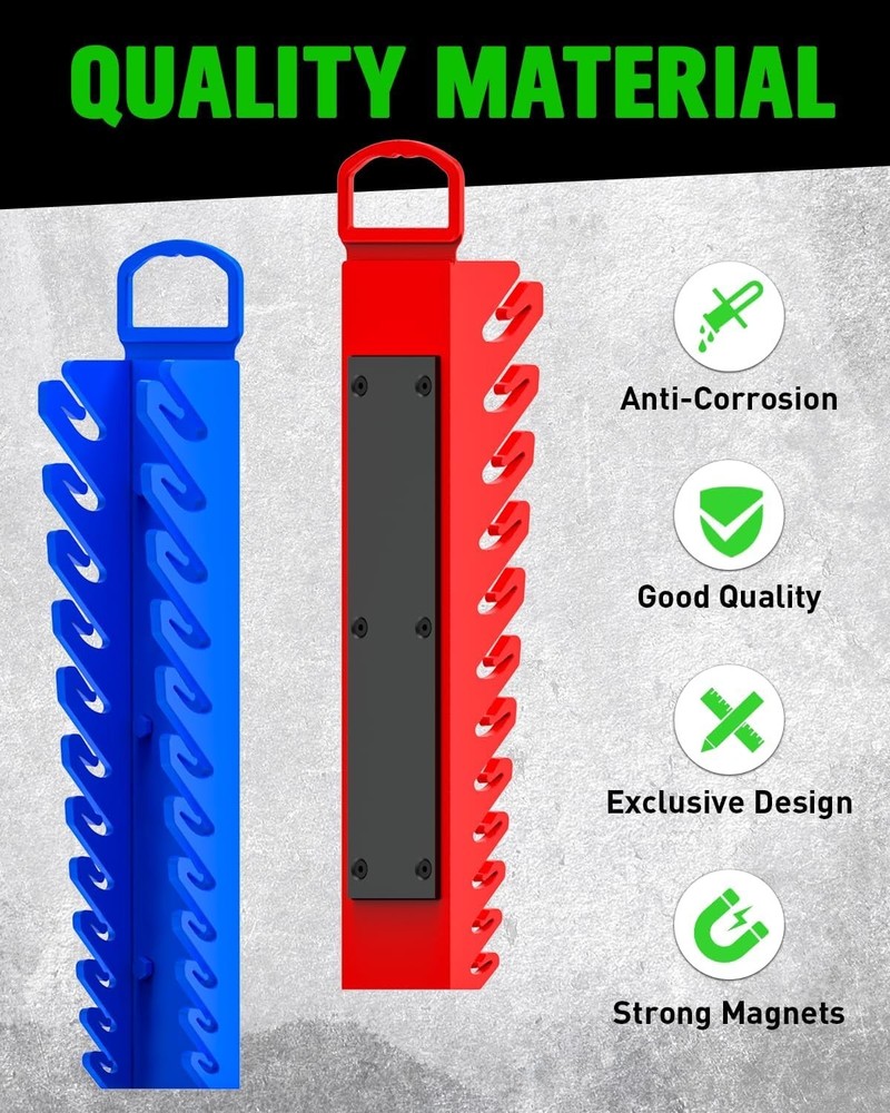Versatile 2-Piece Magnetic Wrench Holder - Secure & Sturdy Tool Organization
