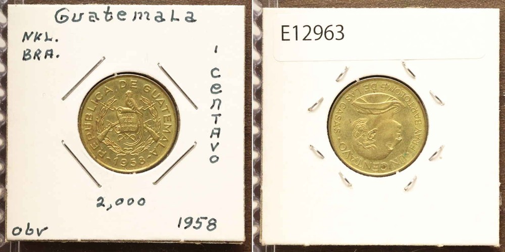 *Guatemala Coin, 1 Centavo 1958 [E12963]7x1