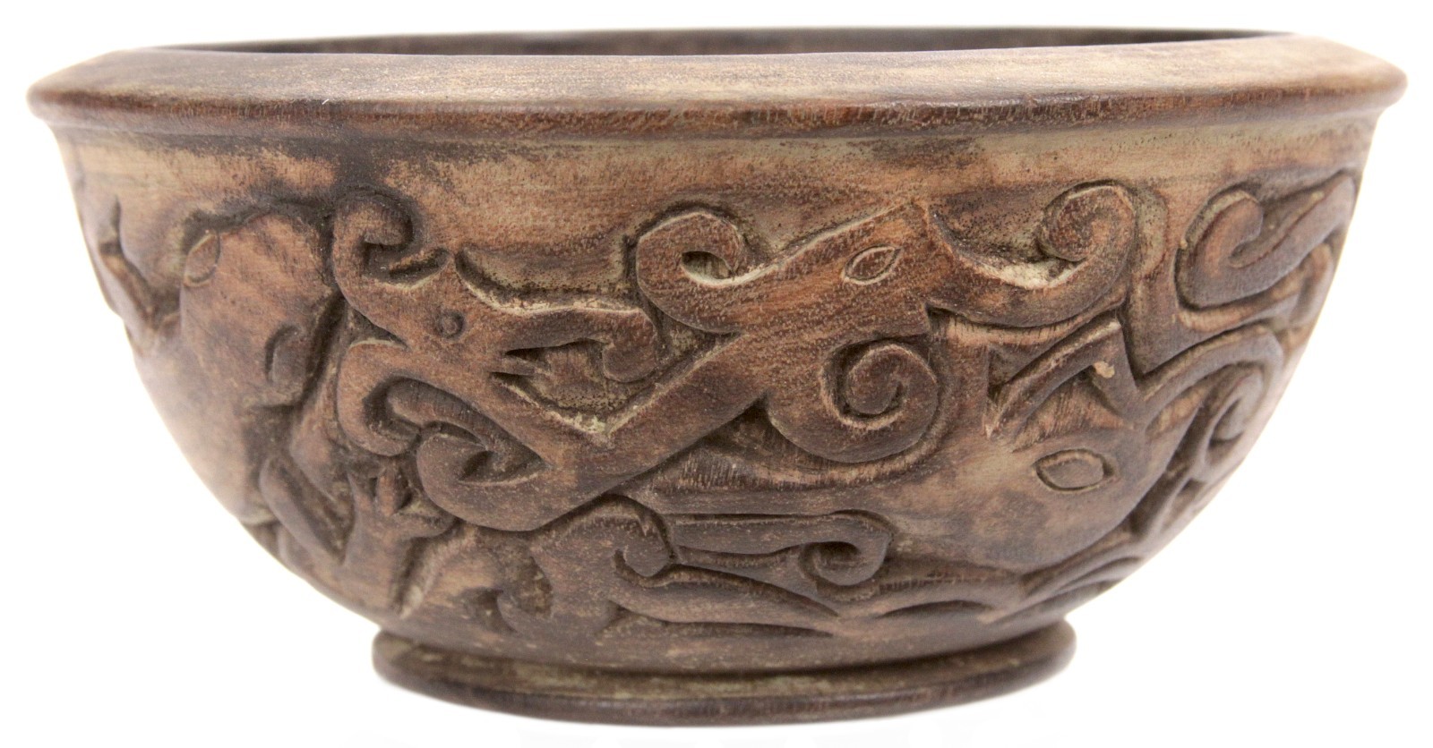 Vintage Carved Wooden Indonesian Dayak Bowl Borneo Lizard Ethnographic Carving