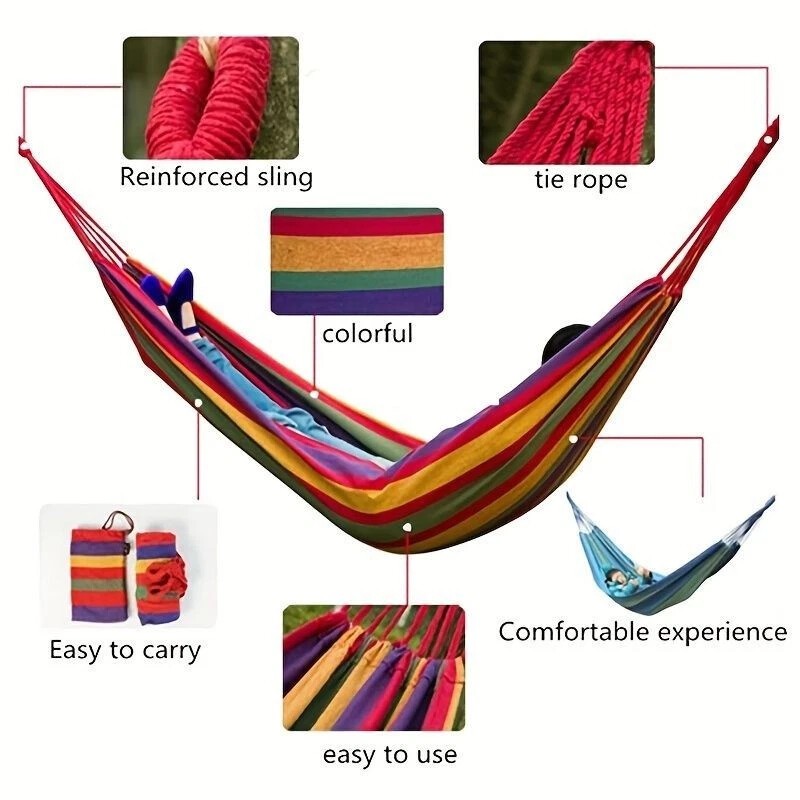 2 Person Double Camping Hammock Chair Bed Outdoor Hanging Swing Sleeping Garden