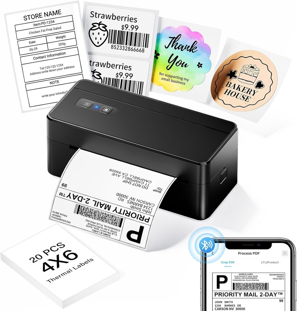 Phomemo Bluetooth Wireless Thermal Label Printer for 4X6 USPS Shipping Label Lot