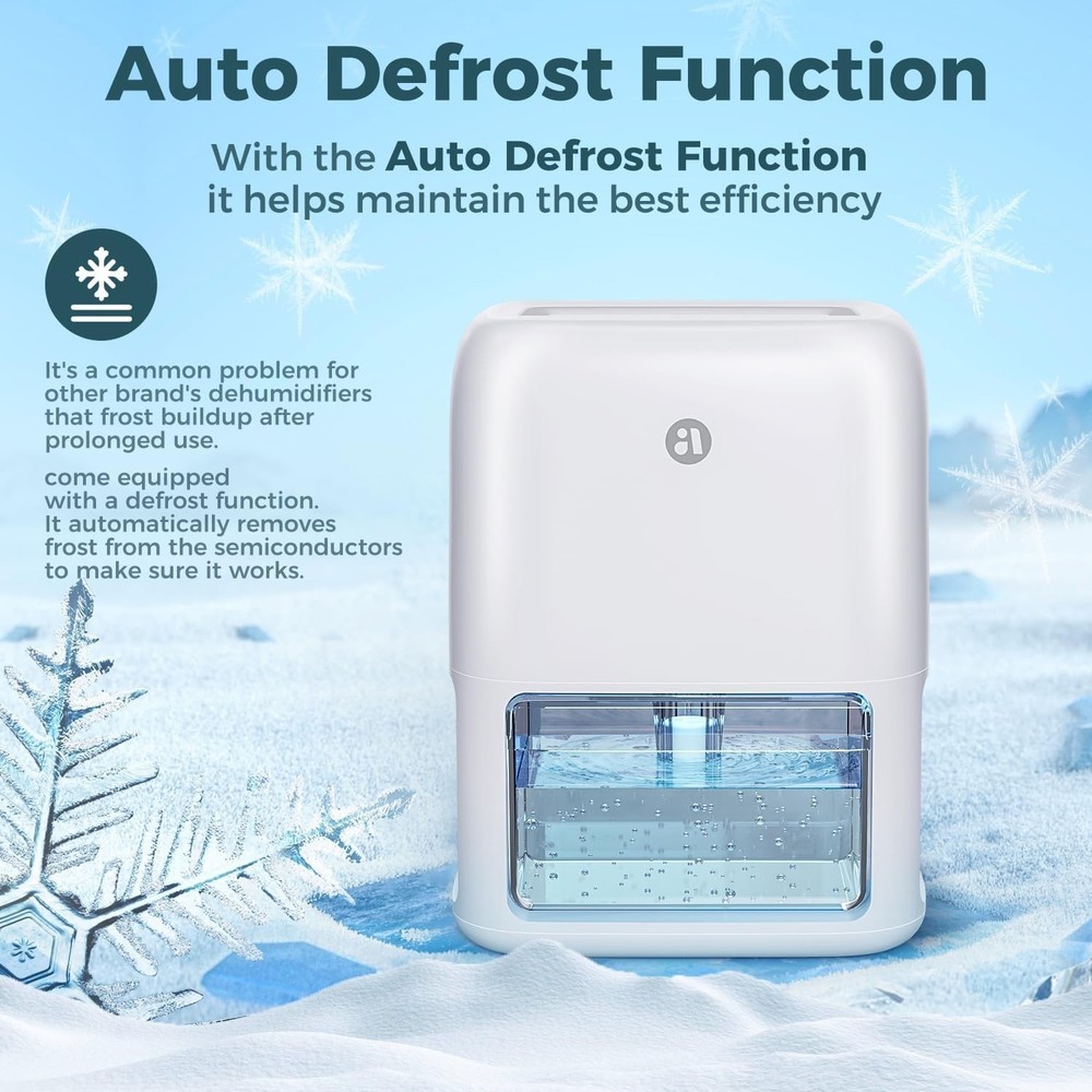 Dehumidifier for Home Small Space Moisture Control Quiet Timer Portable