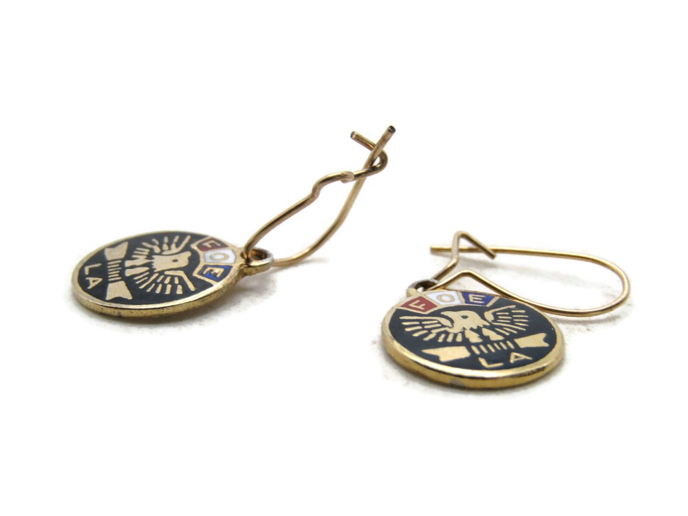 F.O.E. LA Eagle Earring Set Black & Gold Tone