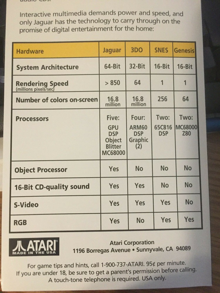 BROCHURE Multi Fold Atari Jaguar NEW Original!