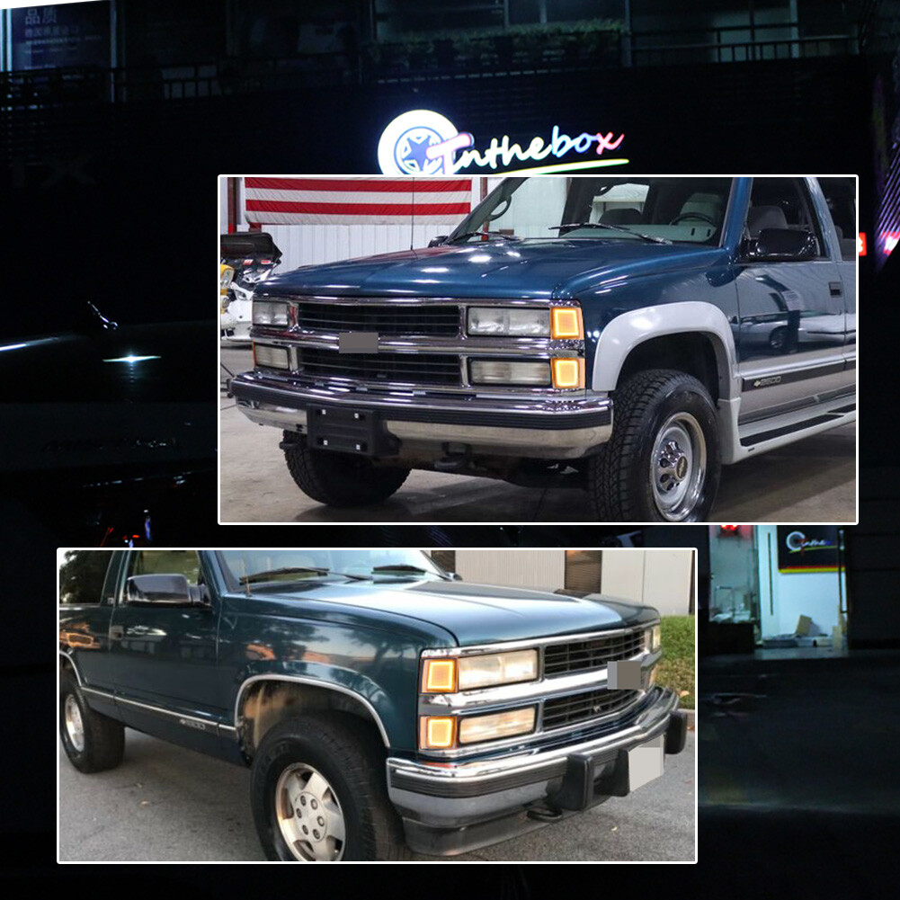 For 1994-1998 Chevy C/K 1500 2500 3500 Clear Amber LED Corner Side Marker Lights