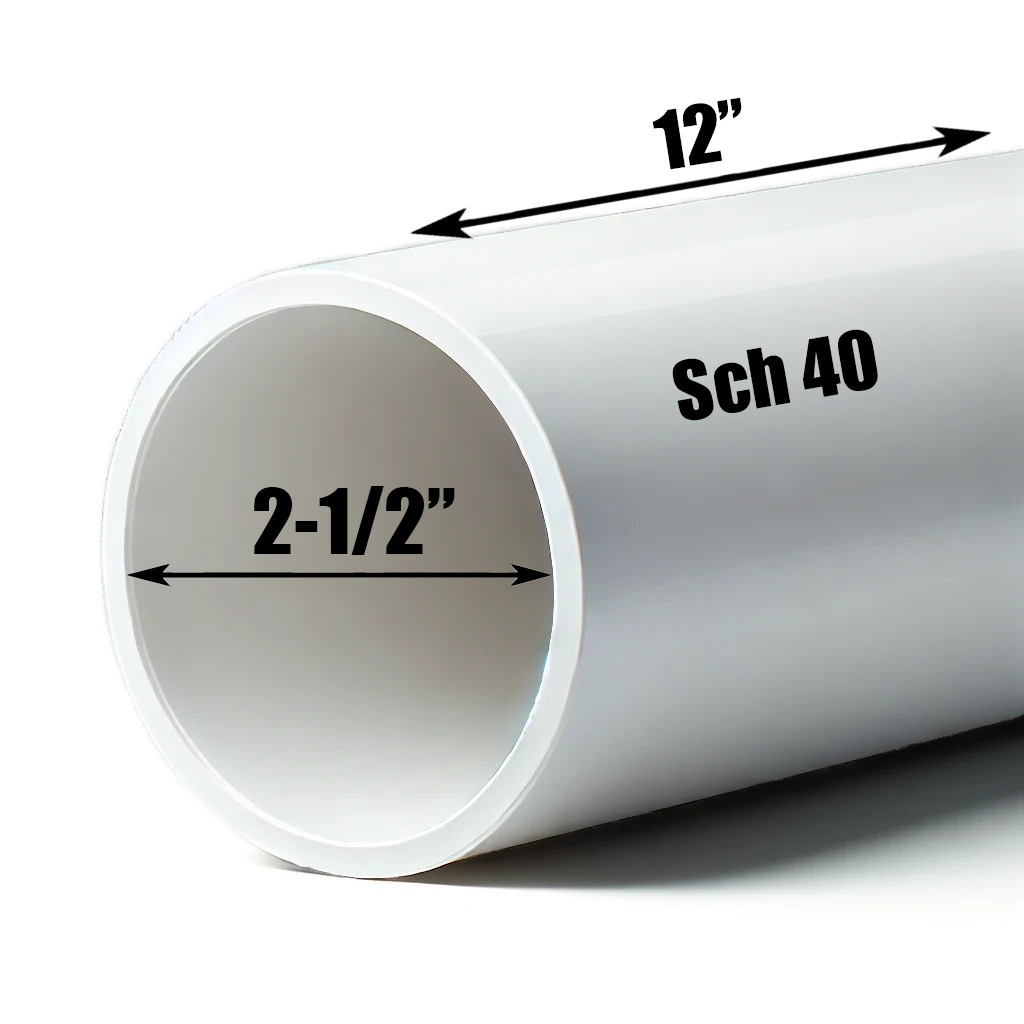 2-1/2" PVC Pipe | Schedule 40 | Custom Cut Lengths 12"-96" | Pool Repair & DIY