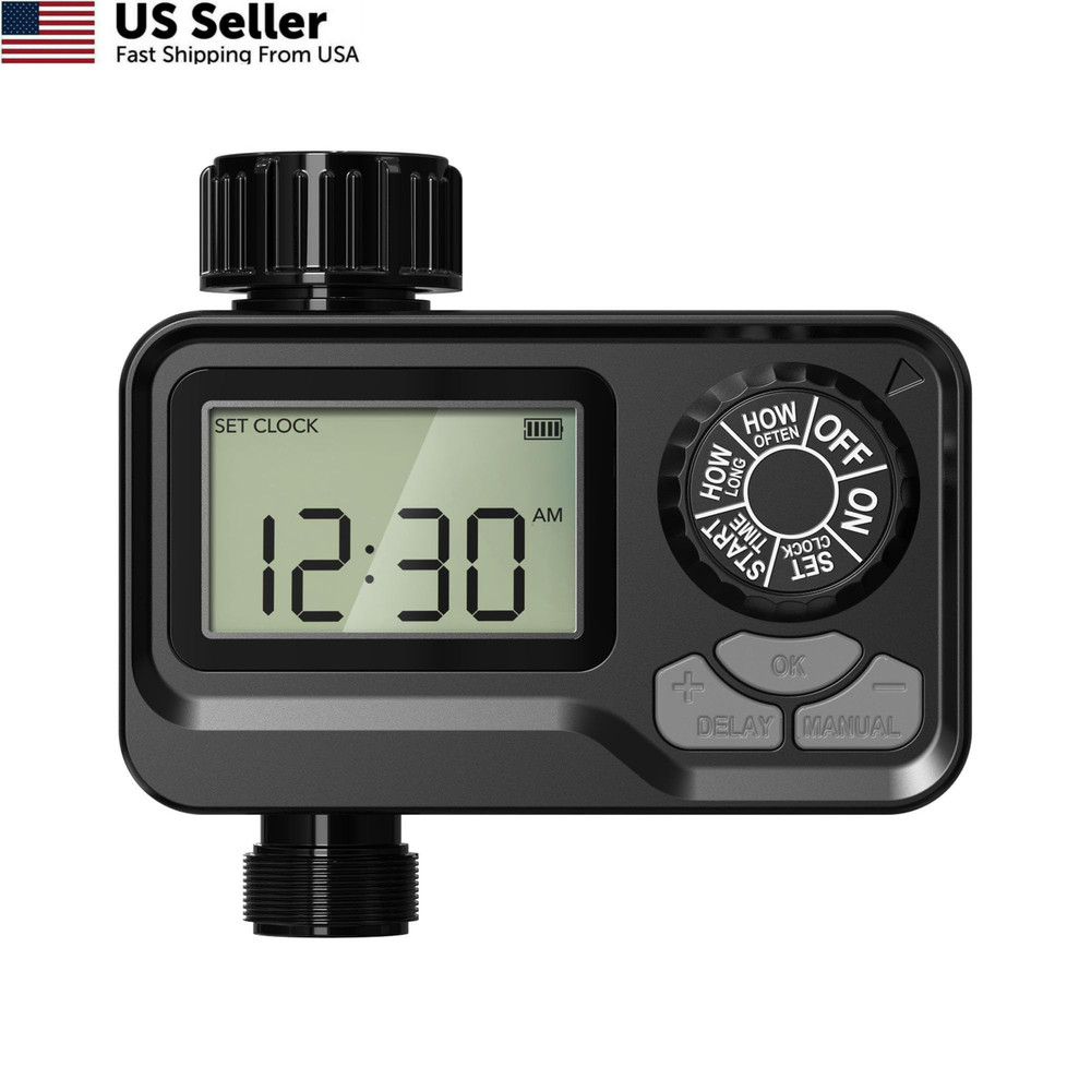 Programmable Sprinkler Timer with Rain Delay – Waterproof V1, Black