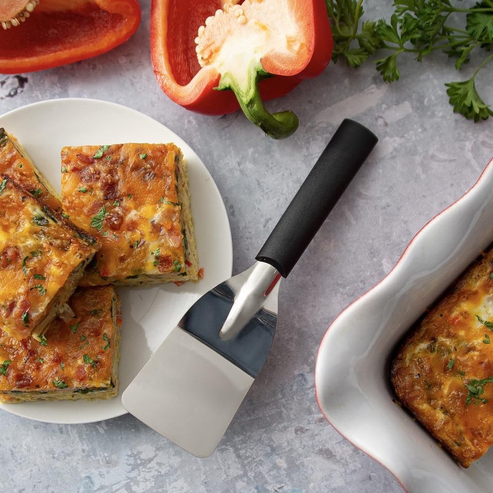 2 Pack Cutlery Mini Server with Black Handle Small Serving Spatula Turner