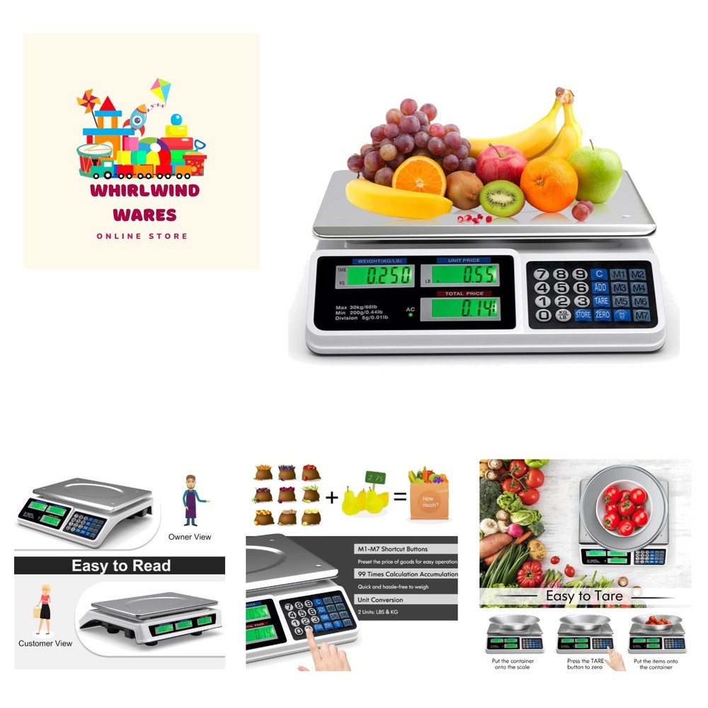 Compact Mini Food Scale 66 LB with Waterproof Platform & Quick Lb/Kg Conversion
