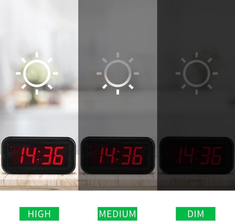 Digital Alarm Clock LED Display Small Wall Clock Battery Operated