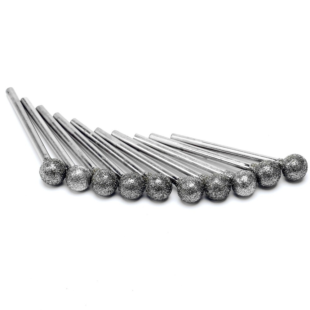10Pcs 8mm 5/16" Spherical Head Diamond Grinding Bits Round Ball Lapidary Tools