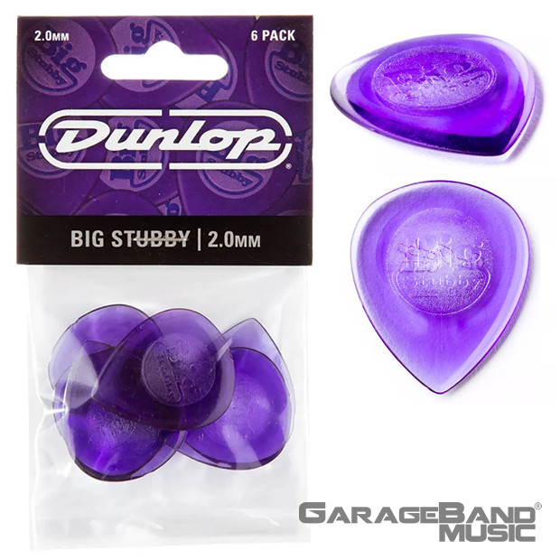 Dunlop 475P2.0 Big Stubby Guitar Picks, 2.0mm, 6-Pack