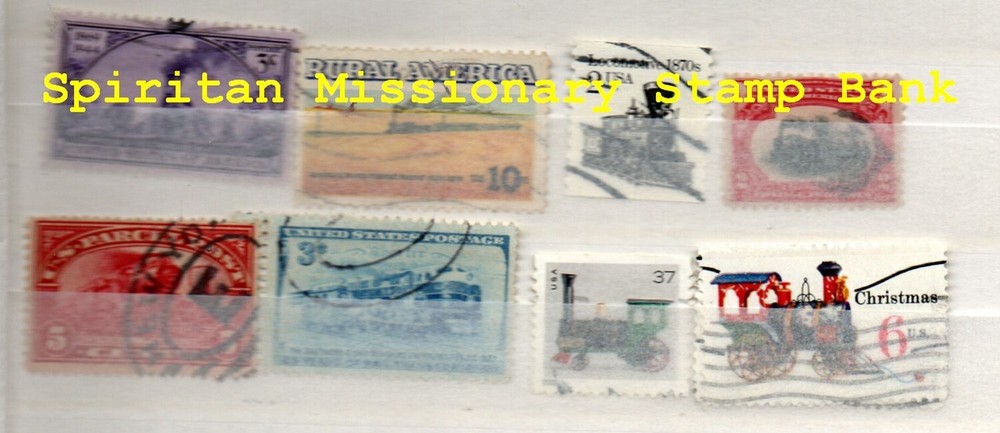 Train:  Assorted 8 Canceled  US Postage sTamps (12-668)