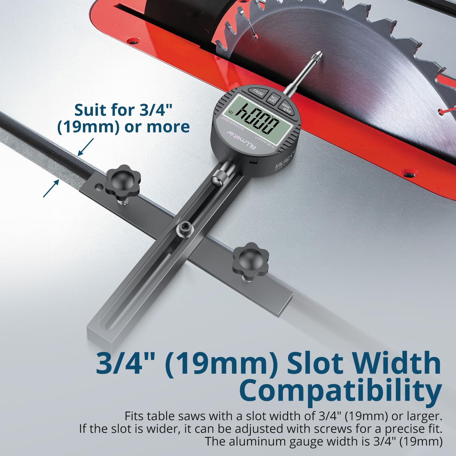 Digital Table Saw Gauge | Straight-Through Chute Design | 0.01mm Precision Di...