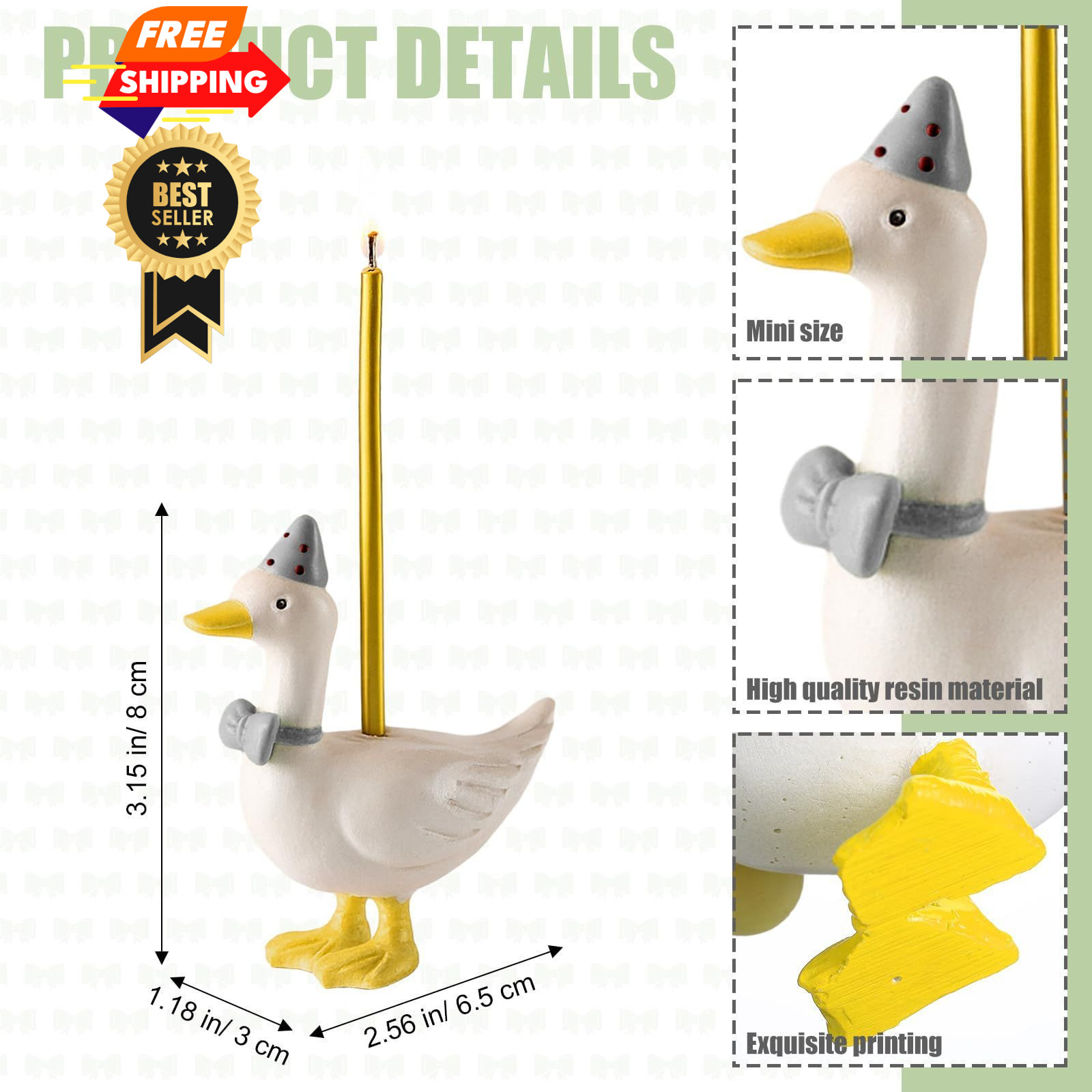 Mumufy Silly Goose Cake Candle Holders with Birthday One Gray