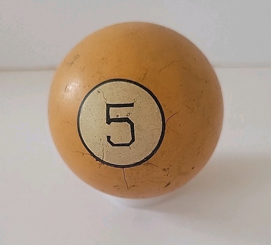Vintage No. 5 Solid Orange Pool Ball Billiard 2" Replacement (F)