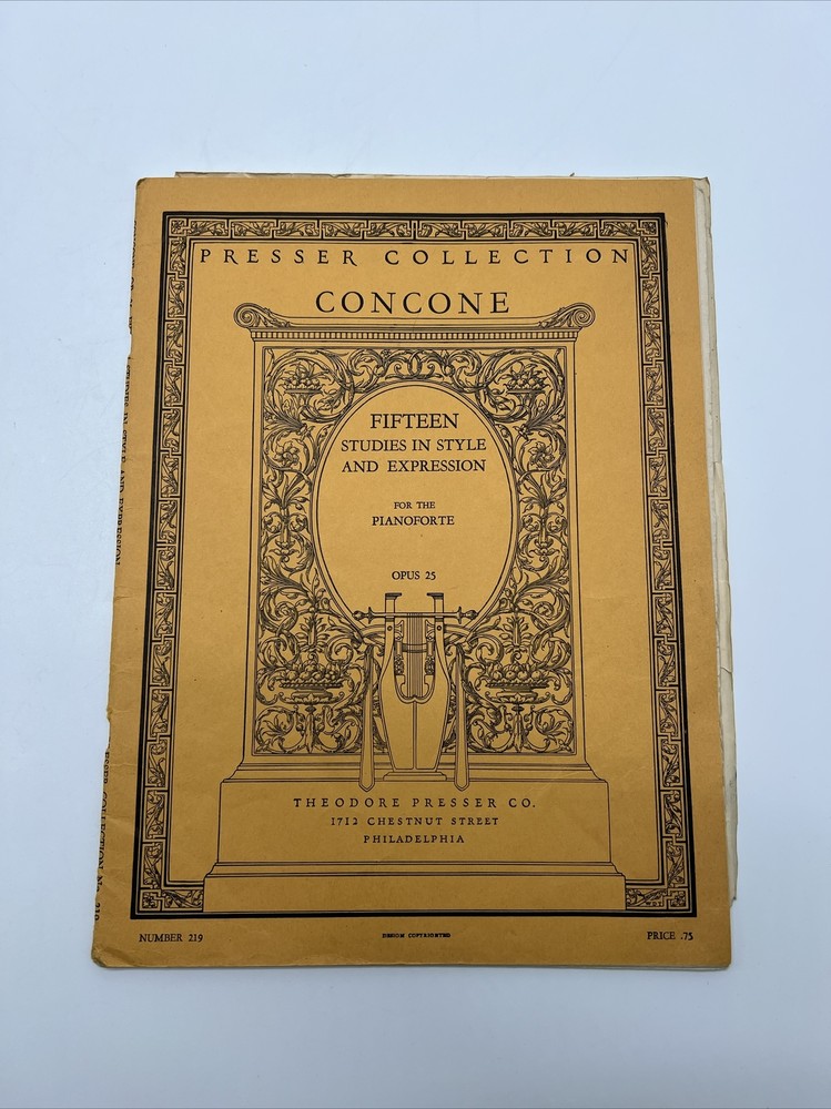 Presser Collection CONCONE Fifteen Studies In Style And Expression #219