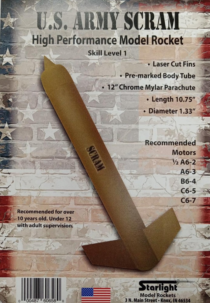 Starlight Flying Model Rocket Kit US Army SCRAM  STR 0658