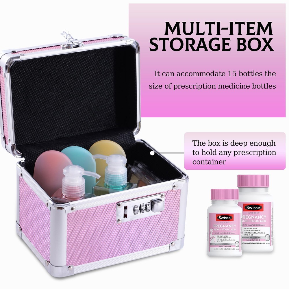 Small Medication Combination Lock Boxes with Code for Personal Items, Medicin...