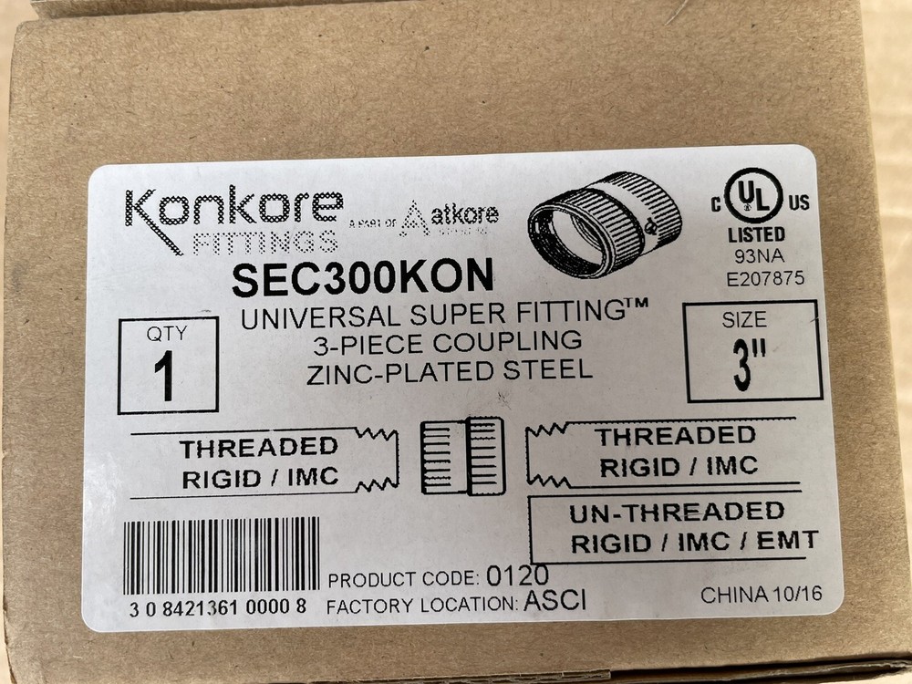 New KONCORE SEC300KON Compression Coupling 3", 3Pc steel Universal Super Fitting