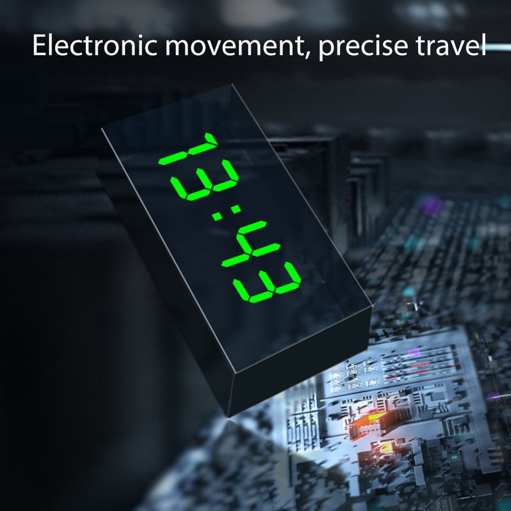 Car Dashboard Desk LED Digital Clock 3-Level Brightness Adjust Solar Charging