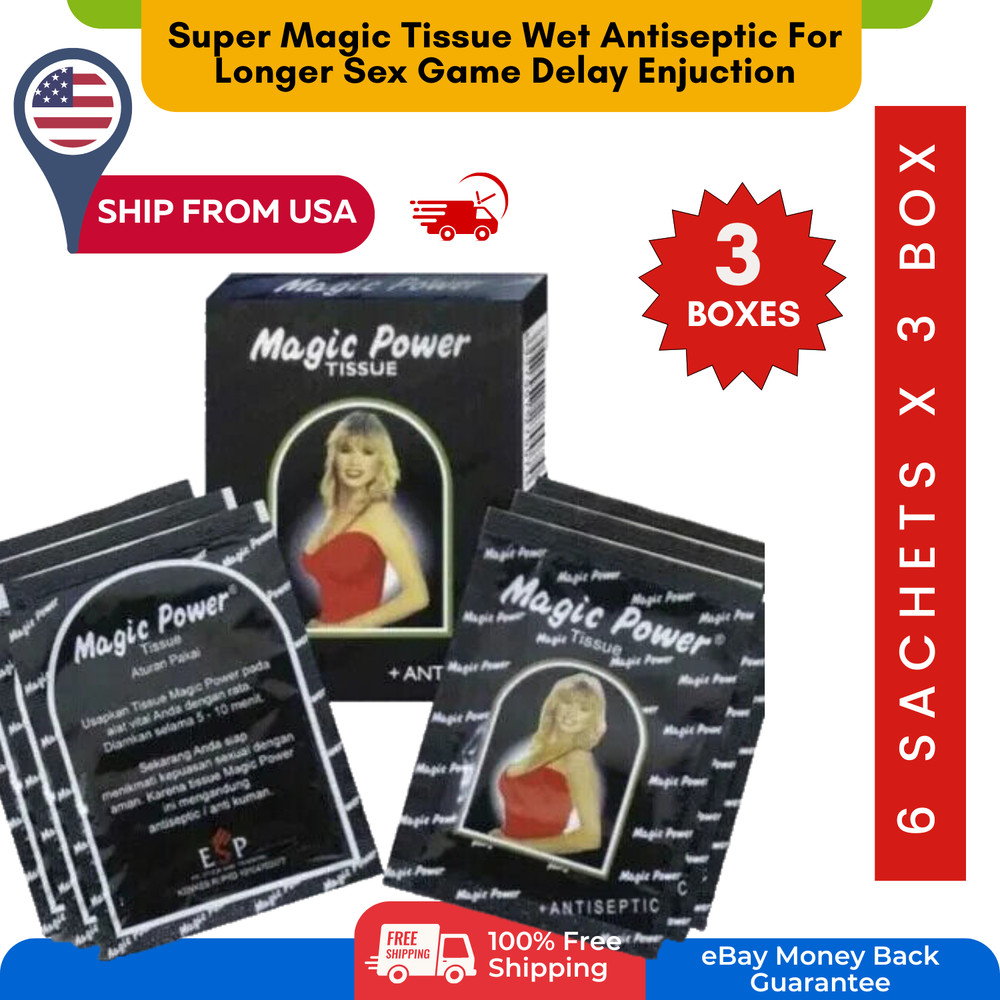 3BOX (18 PCS) Super Magic Man Antiseptic Tissue Delayed Ejaculation SHIP US FREE