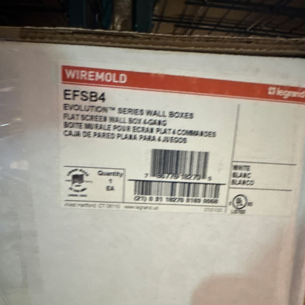 Wiremold EFSB4 Evolution Series Flat Screen 4-Gang Wall Box White