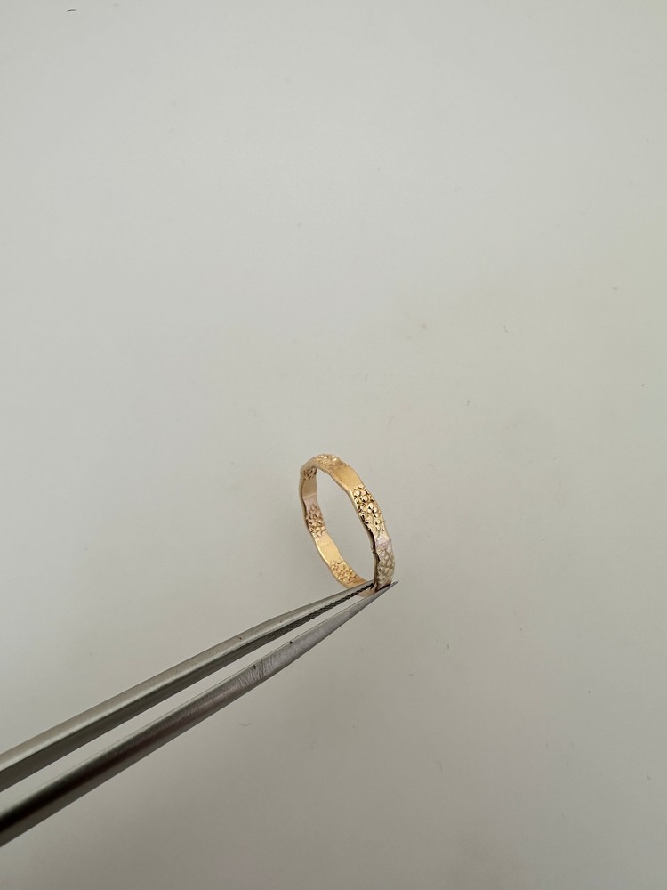 14K Gold Filled Hammered and Patterned Ring (Three Sizes Available: 6, 7, 8) - 1