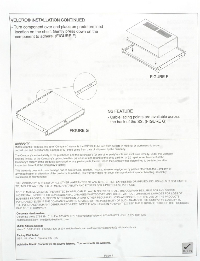 New MIddle Atlantic SS Locking Sliding Rack Mount Shelf