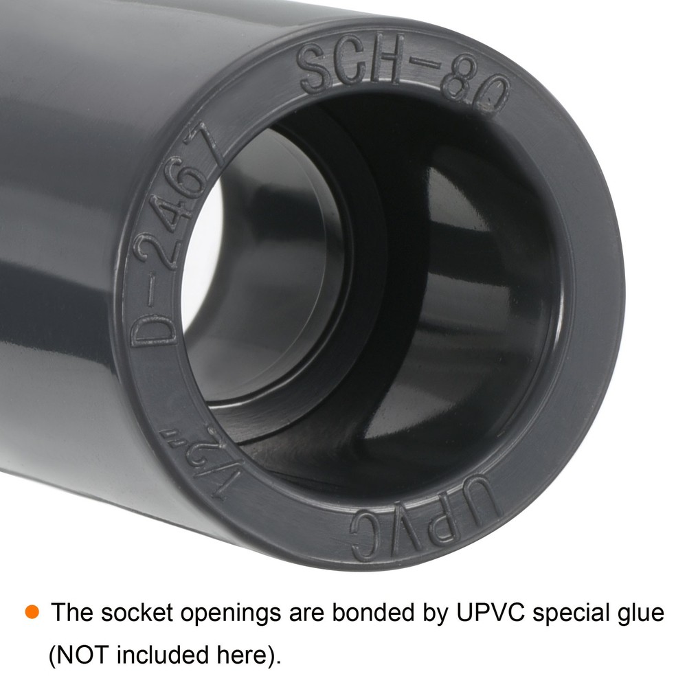 UPVC Pipe Fitting 1/2" Program Socket 80.5pcs Straight Joint Adapter, Grey