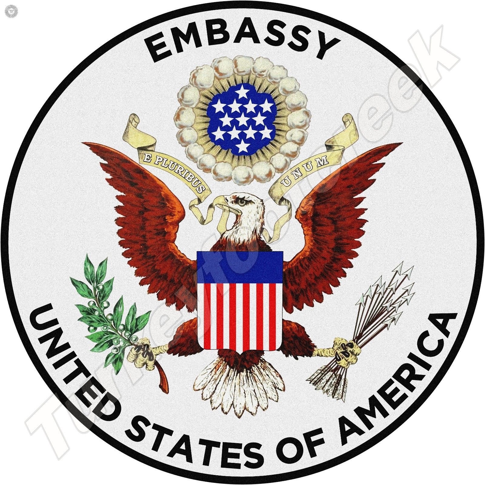 Embassy United States Of America 11.75" Round Metal Sign