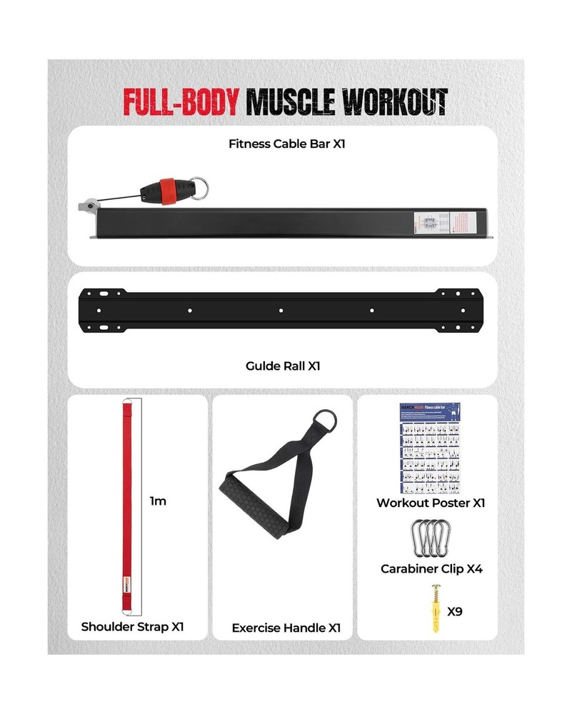 Cable Machine Home Gym, Wall-Mount Exercise & Workout Equipment with Adjustab...