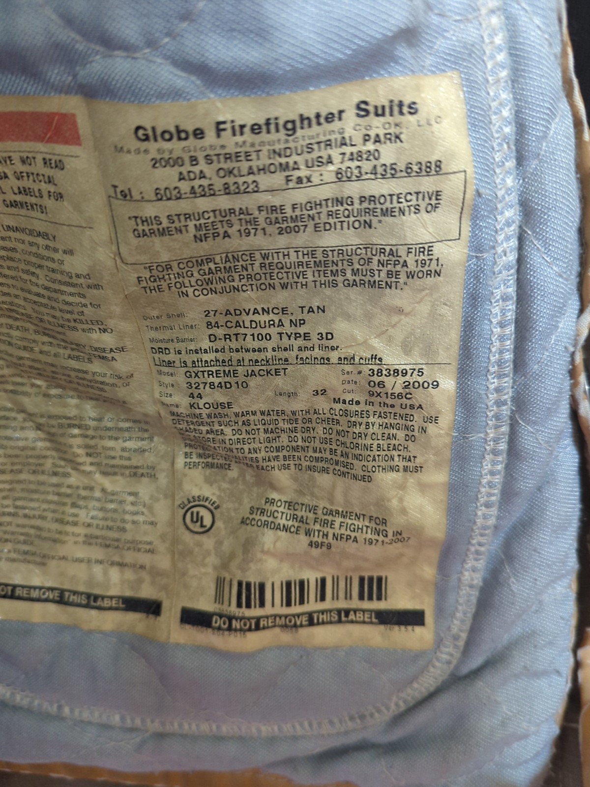 Vintage Retired Firefighter Gear Jacket FIRE COAT USED 44 x 32 Globe