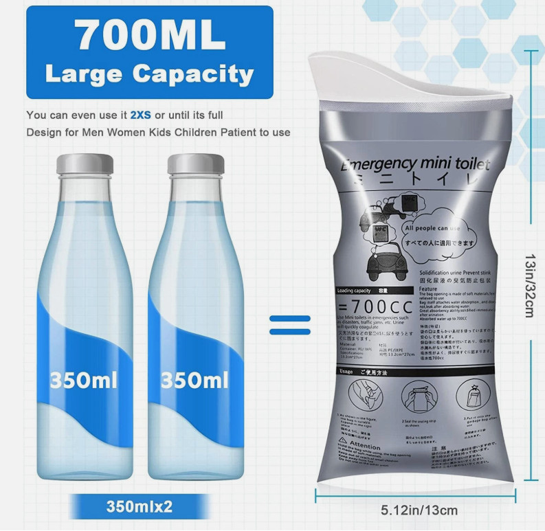 Pack of 10 Disposable Urinal Bags Camping Pee Bags Unisex Urine Bag Vomit Bag